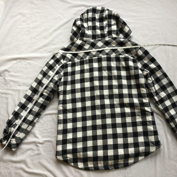 Utex Black & White Checkered Fleece Button Hoodie Medium - Picture 7 of 9